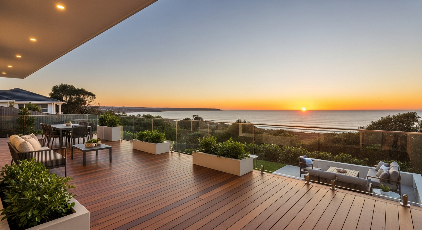 Premium timber deck by Taylormade Building Projects, South Coast NSW