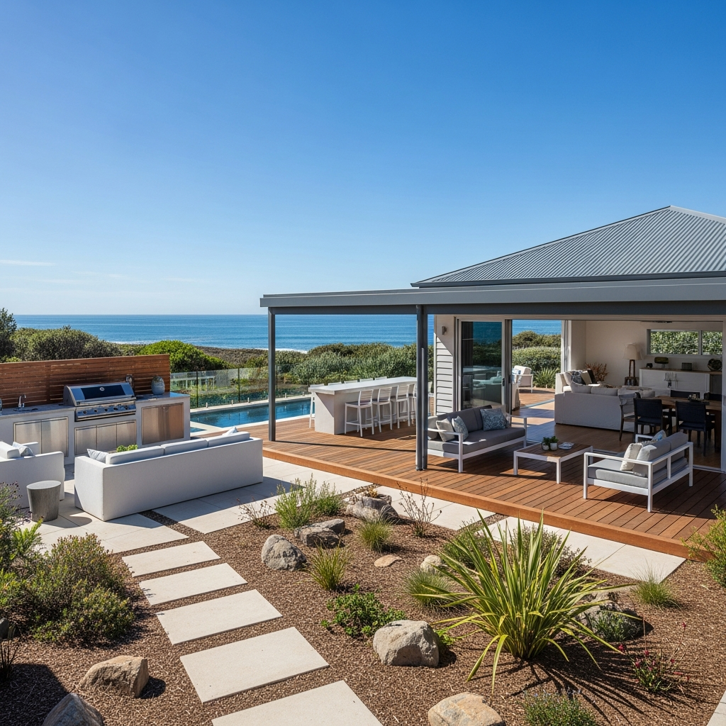 Completed ground floor extension with alfresco, Sanctuary Point