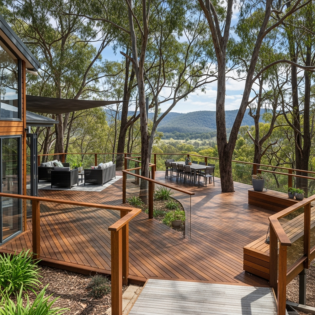 Elevated wraparound deck rural Kangaroo Valley