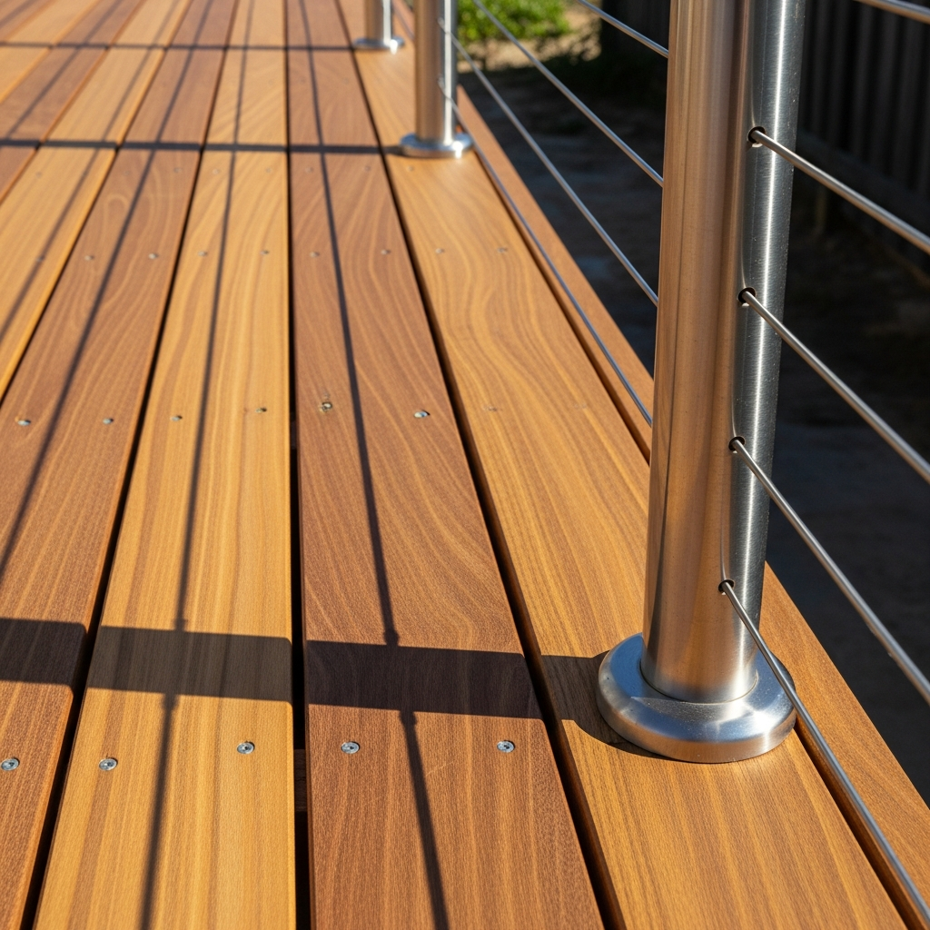 Spotted gum decking with stainless balustrade detail Jervis Bay