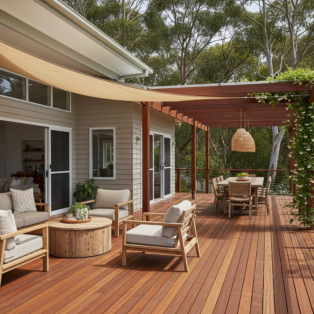 Coastal home with timber deck and alfresco area