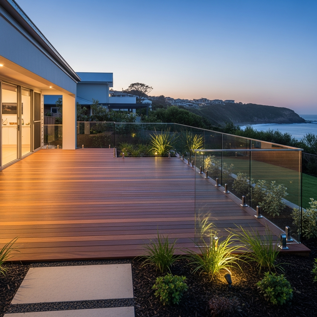 Premium spotted gum deck with hidden fixings, South Coast NSW