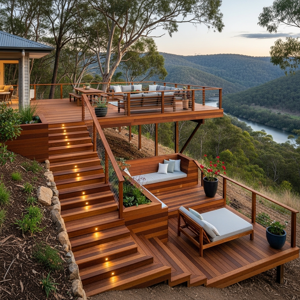 Multi-level custom deck Kangaroo Valley NSW