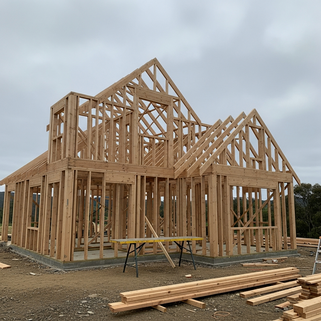 Residential new home construction framing stage Taylormade Building Projects